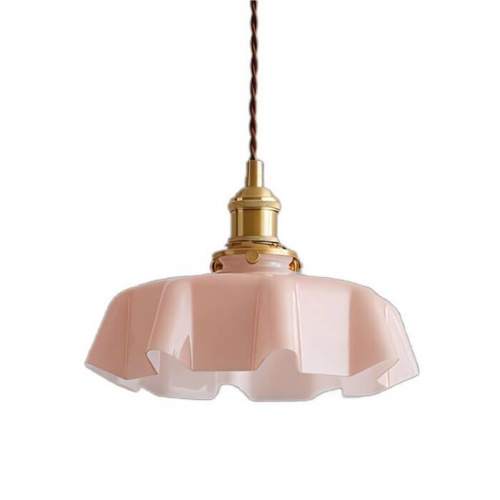 Retro Pendellampe i creme glas blomsterdesign