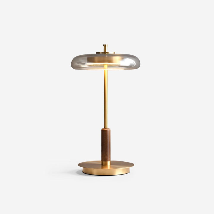 Moderne Designer Bordlampe i Glas, Træ og Metal