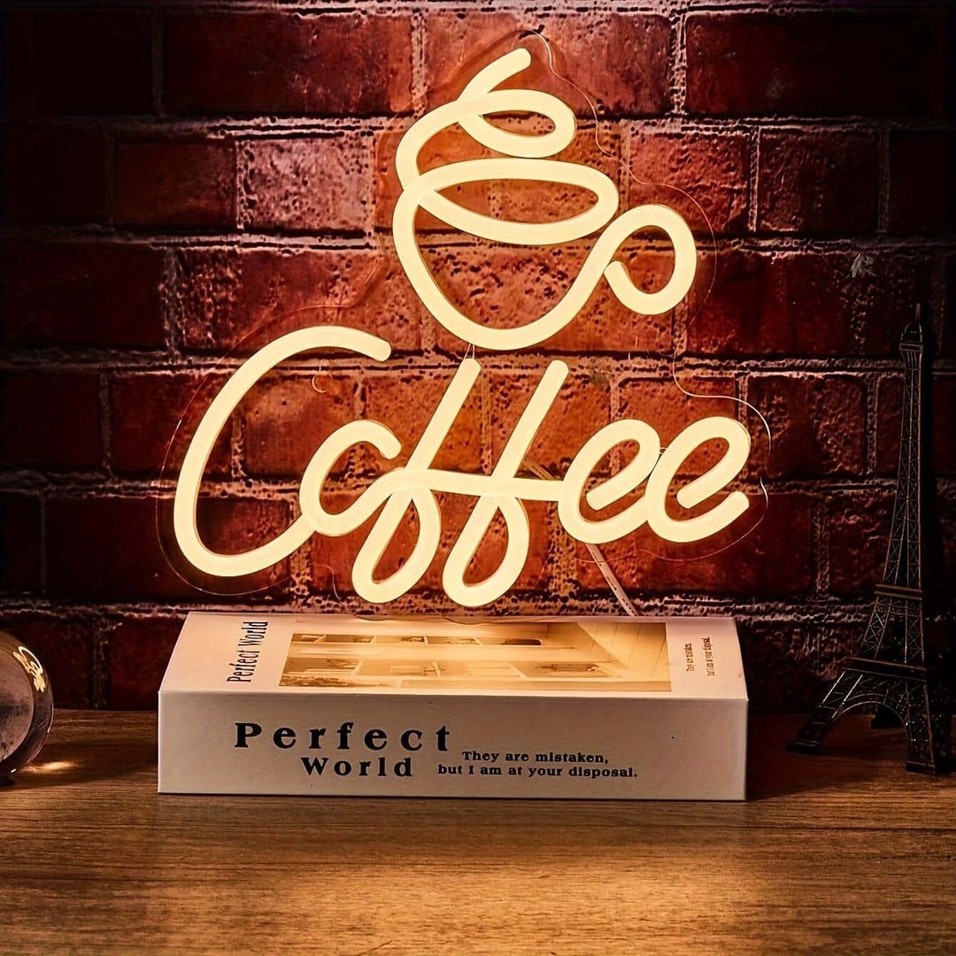 LED-neon-kaffeskilt - Vægdekoration til kaffeelskere