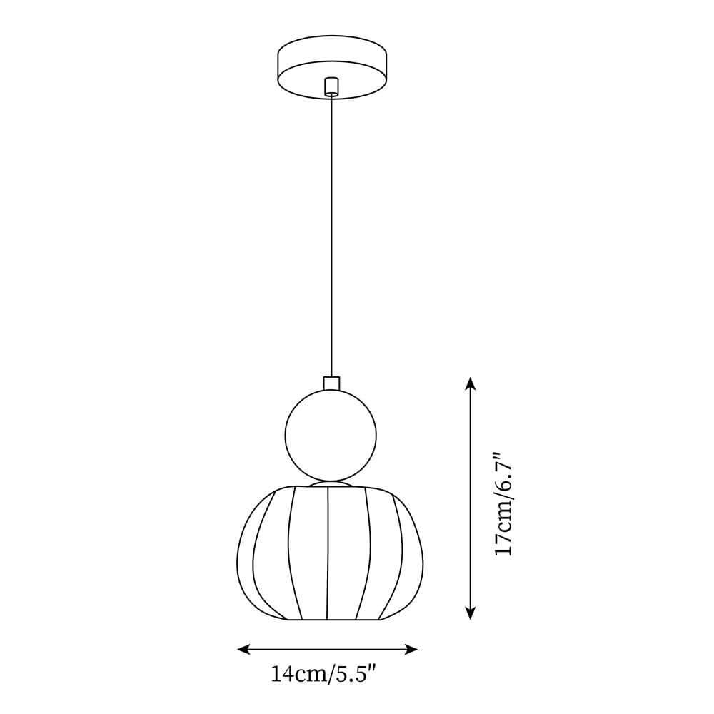 Elegant Græskar Pendellampe, 14 cm