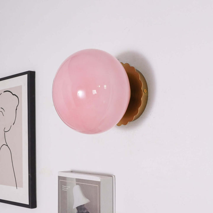Moderne væglampe i rosa glas