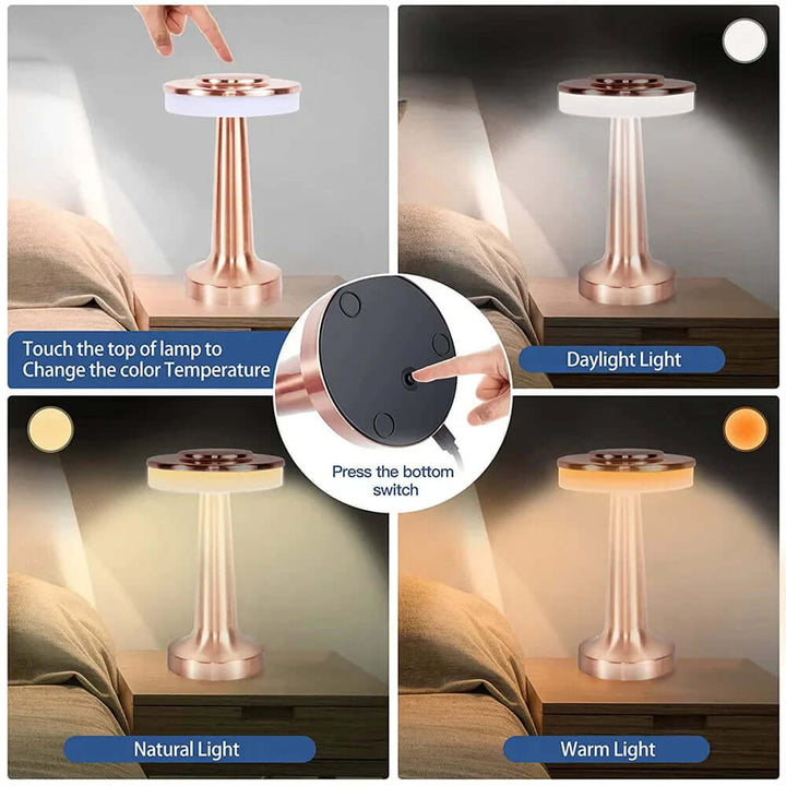 Trådløs LED Bordlampe, Genopladelig