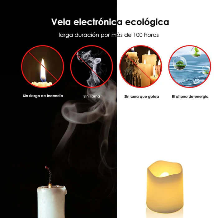 24-pak LED flammeløse stearinlys, varmhvid
