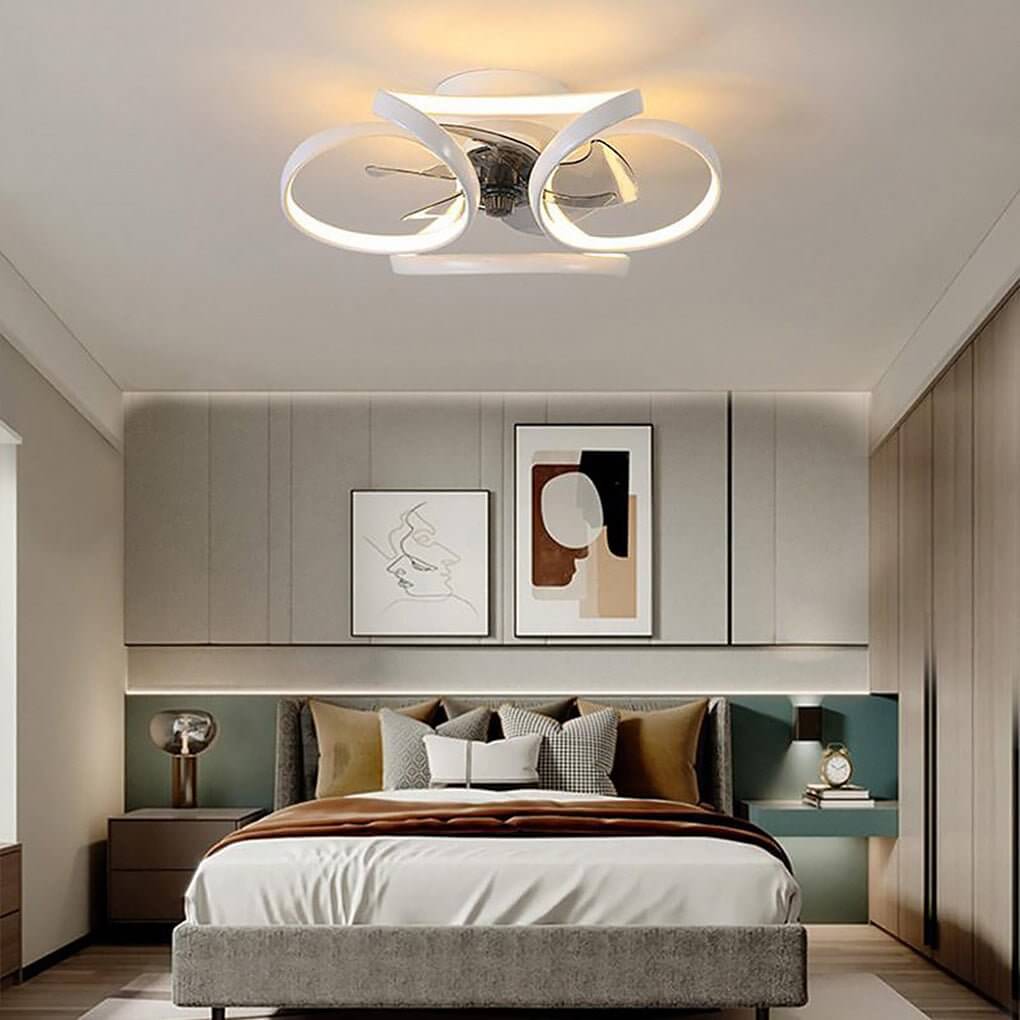 Moderne LED Loftsventilator med Blomsterdesign