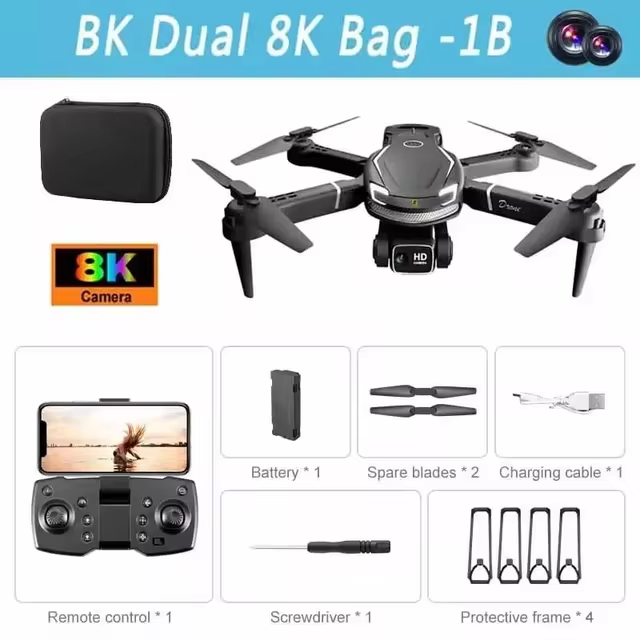 Sammenfoldelig Mini V88 Drone med 8K HD-kamera, GPS og dobbelt kamera, kompakt til professionel luftfotografering.