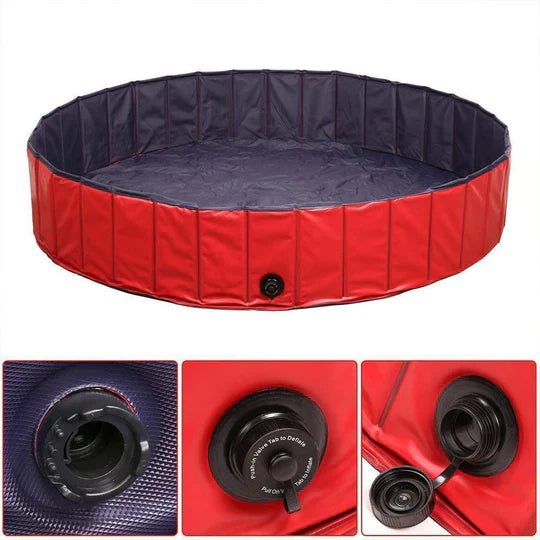 Sammenklappeligt hundebassin, robust, blåt, transportabelt, i haven, ideelt til afkøling, klofast, som dage, 80x30cm