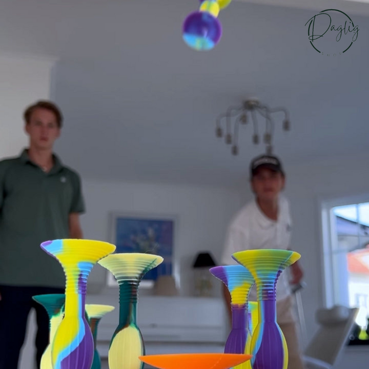 Detalje af bløde, sikre dartpile til familiedartspillet. Tryg og sjov leg for både børn og voksne indendørs.