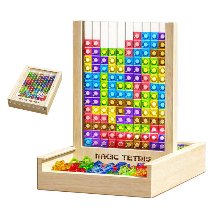 Interaktivt Magisk Tetris puslespil, ideel til mentaltræning. Sjov og udfordrende for både børn og voksne.