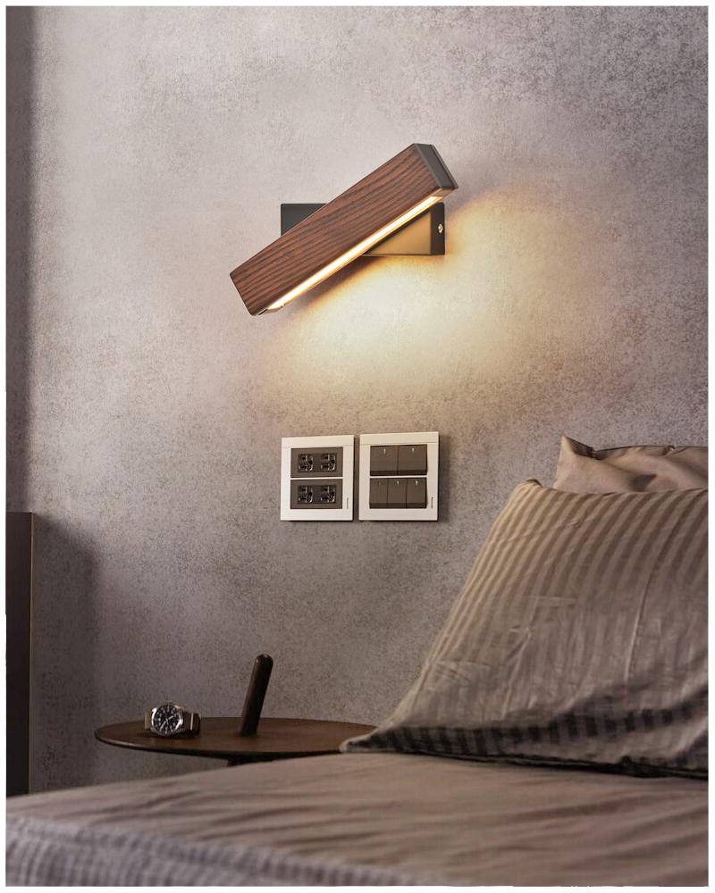 Drejelig LED-væglampe af træ - Modern & Fleksibel
