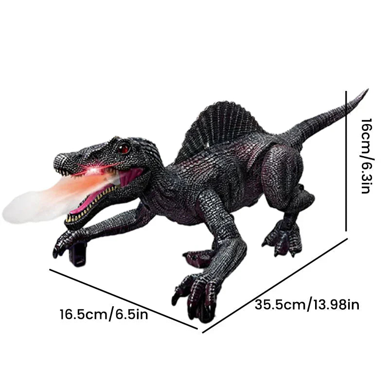 Fjernstyret dinosaur med tågespray, skræmmende design, realistiske bevægelser, sjov for børneværelset.