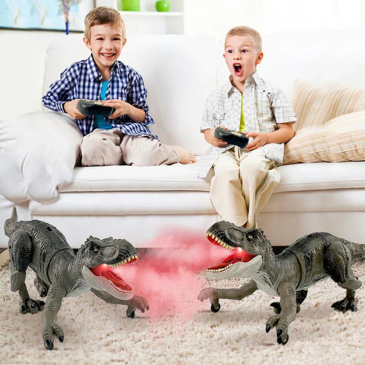 Fjernstyret dinosaur med tågespray, skræmmende design, realistiske bevægelser, sjov for børneværelset.