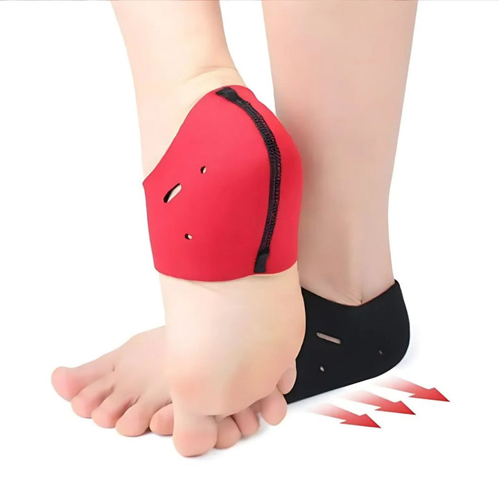 Hælstrømper til tørre, sprukne hæle i beige, elastiske, fugtgivende, ideelle til plantar fasciitis.