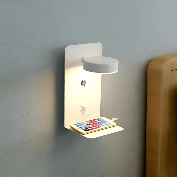Moderne LED-væglampe med USB-opladningsport