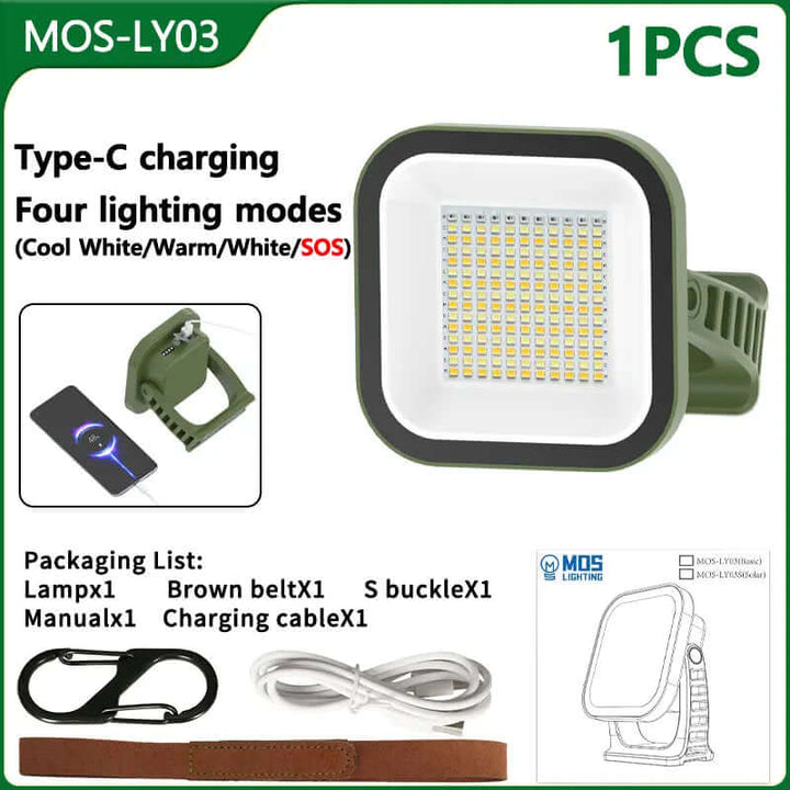 80W LED Solar Campinglampe med Magnet & Zoom