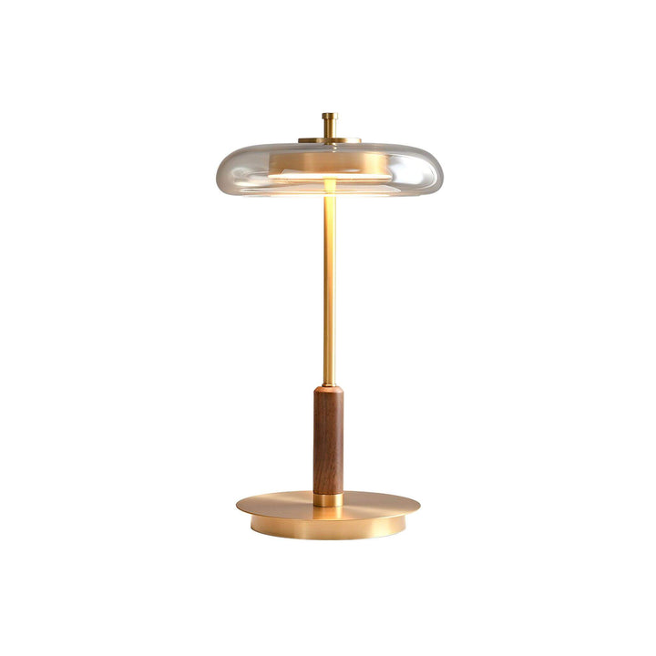 Moderne Designer Bordlampe i Glas, Træ og Metal