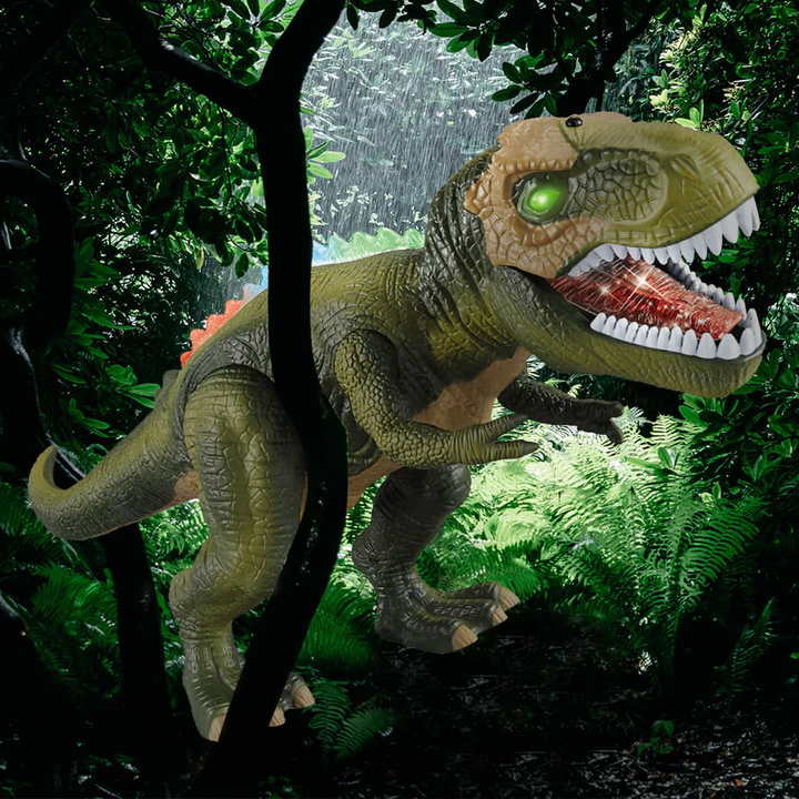 Spændende dinosaur legetøj, der går, brøler og lyser med LED. Fjernstyret for timevis af sjov.