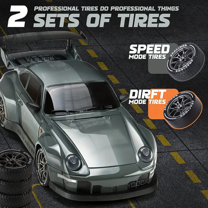 Spændende RC drift bil 1:24 med 4WD & LED-lys. Den ultimative gaveidé for fjernstyret bil entusiaster. Genopladelig.