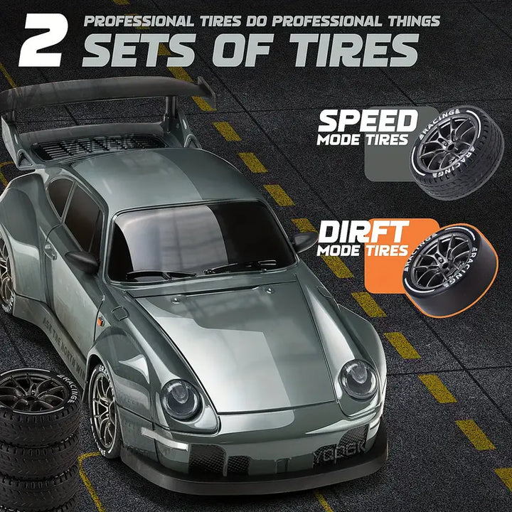 Spændende RC drift bil 1:24 med 4WD & LED-lys. Den ultimative gaveidé for fjernstyret bil entusiaster. Genopladelig.