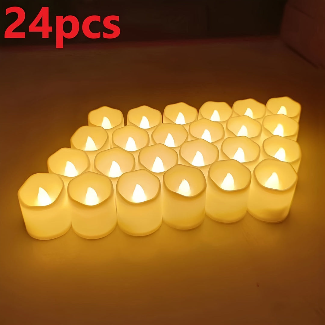 Flammefri LED-stearinlysæt, varmt, flimrende lys, batteridrevet, ideel til romantisk og sikker dekoration.