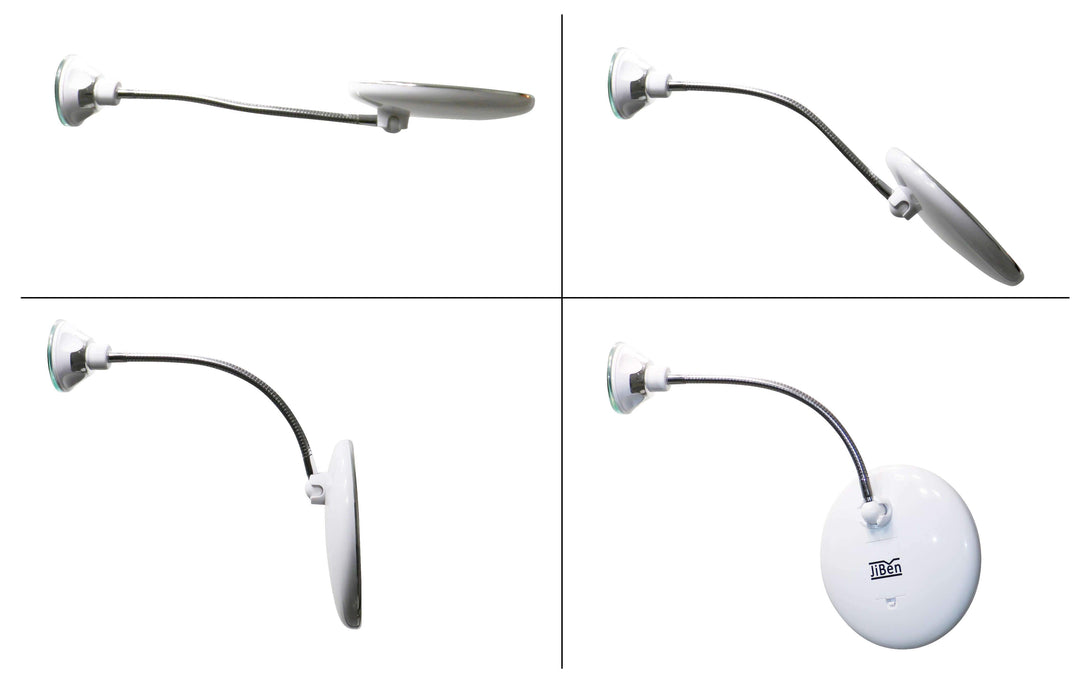 Fleksibel svanehals LED forstørrelsesspejl 10x, stilfuldt design, ideelt til præcis makeup og pleje.