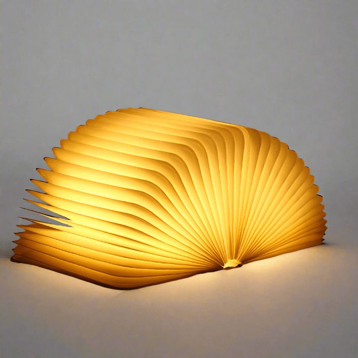 Kompakt foldbar LED-trælampe. Designlampe til skrivebord eller natbord, hyggelig.