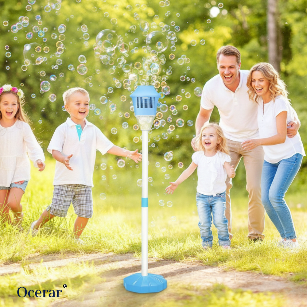 FountainFizz boblemaskine til automatisk bobleleg. Perfekt til børnefest & udendørs sjov for hele familien.