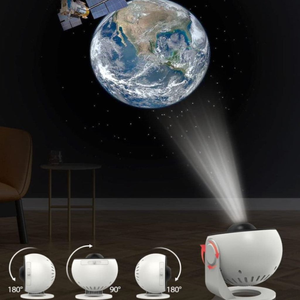 GalaxySky projektor med HD stjernehimmel, oplyst rum med lysende galaksemønstre, ideel til afslapning derhjemme.