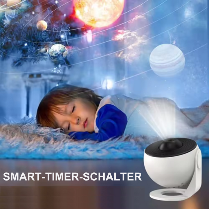 GalaxySky projektor med HD stjernehimmel, oplyst rum med lysende galaksemønstre, ideel til afslapning derhjemme.