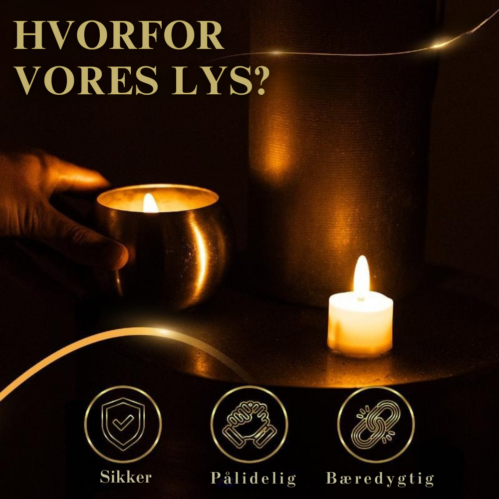 Genopladelige LED fyrfadslys som elegant borddekoration. Flammeløse og fjernbetjente for en sikker aften.