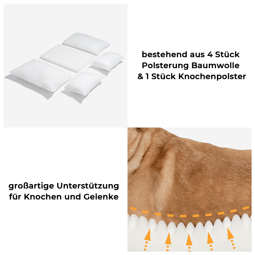 Stribet dobbeltlags kæledyrssofa med lammeuld, velegnet til katte og hunde, fås i beige og sort-hvid