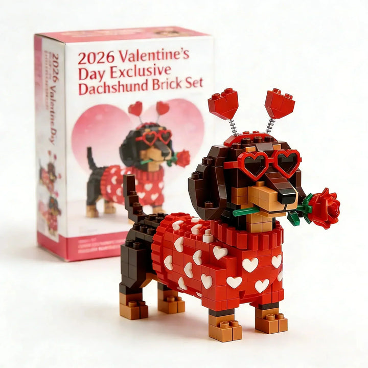 Samlesæt af gravhund med hjerter, en hyggelig hobby og sød Valentinsdag dekoration.