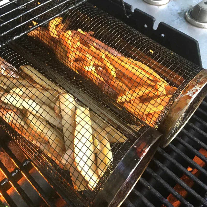 Robust BBQ grillkurvesæt i rustfrit stål. Ideelt grilludstyr til kød, fisk og grøntsager på din udendørsgrill.