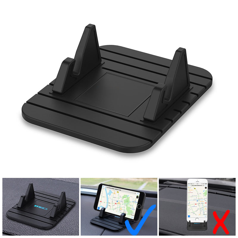 Robust silikone GripGlide telefonholder til bilens dashboard. Sikrer din mobil under kørsel.