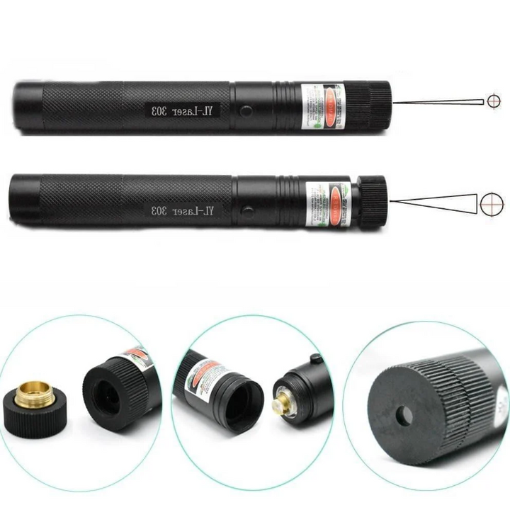 Højtydende grøn laserpointer med robust aluminiumskabinet og ergonomisk design til præcise anvendelser.