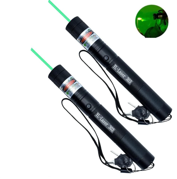 Højtydende grøn laserpointer med robust aluminiumskabinet og ergonomisk design til præcise anvendelser.