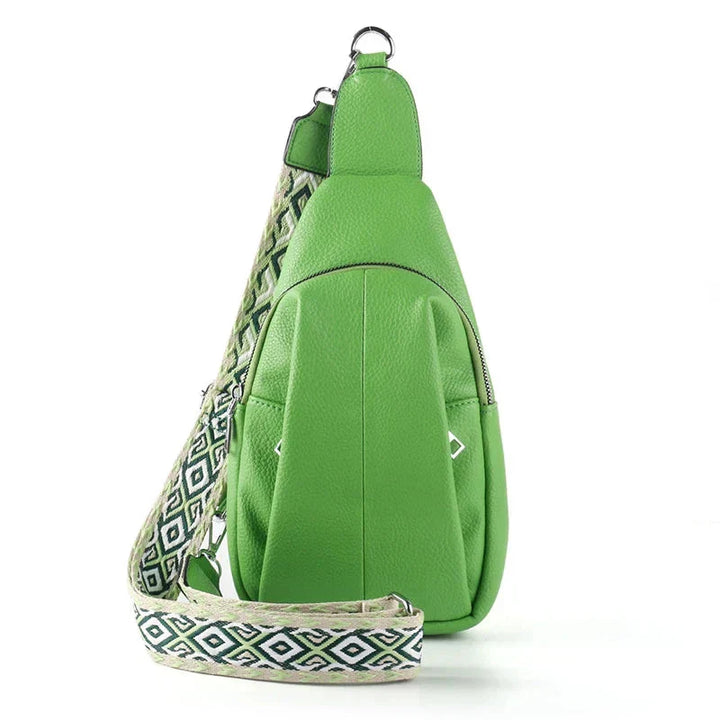 Unik geometrisk læder crossbody taske til kvinder. En stilfuld og praktisk accessory.