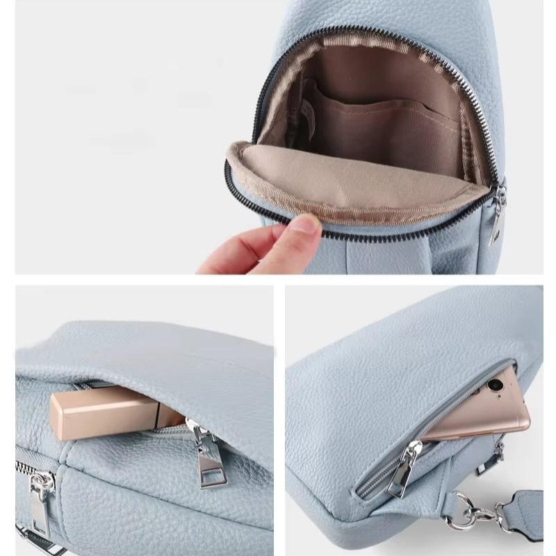 Moderne dame skuldertaske i ægte læder med unikt geometrisk mønster. Alsidig sling taske.