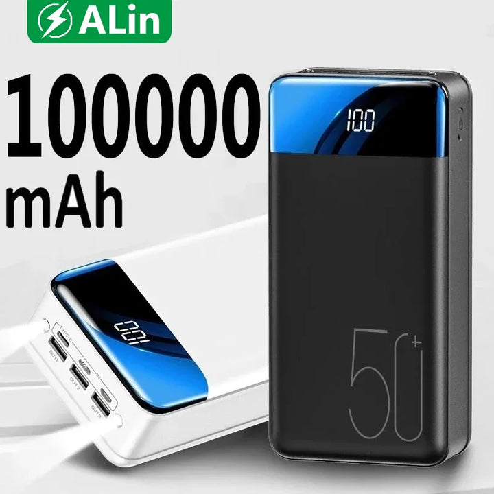 Ren hvid 50000mAh powerbank for hurtig og pålidelig opladning af dine vigtigste enheder.