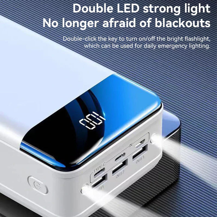 Ultimativ gadget powerbank, 50000mAh. Sort bærbar oplader til hurtig strøm, overalt.