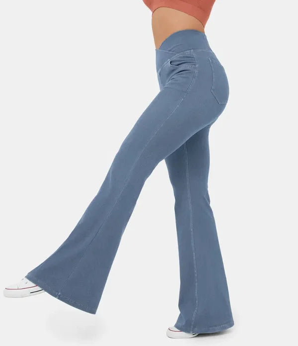 Trendy denimbukser til kvinder, højtaljet design perfekt til stilfuld hverdagskomfort.