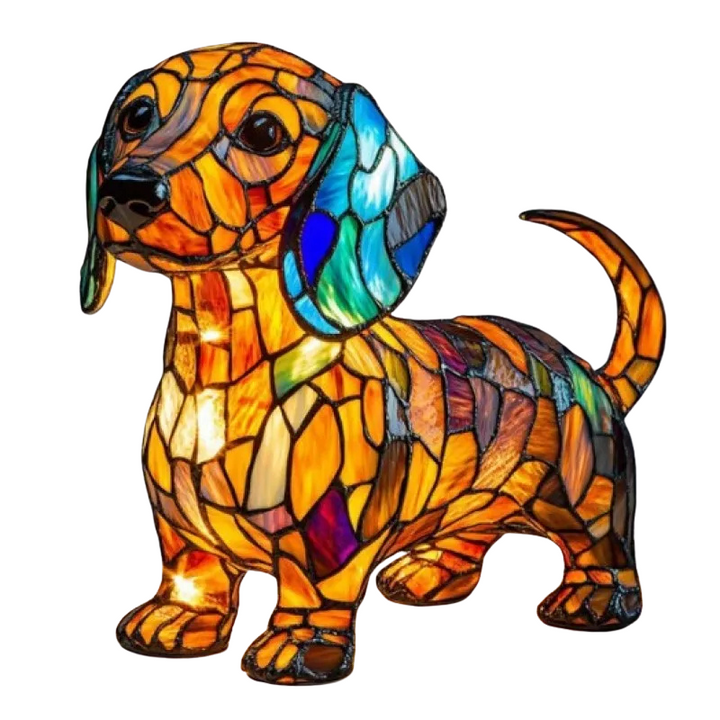 Stilfuld hundelampe som charmerende gravhund, et unikt LED stemningslys. Ideel gaveide til hjemmet.