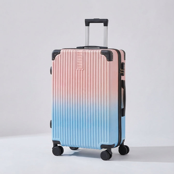 Hård kuffert med distinkt print. Robust letvægtsbagage, udstyret med TSA-lås og 360-graders hjul.