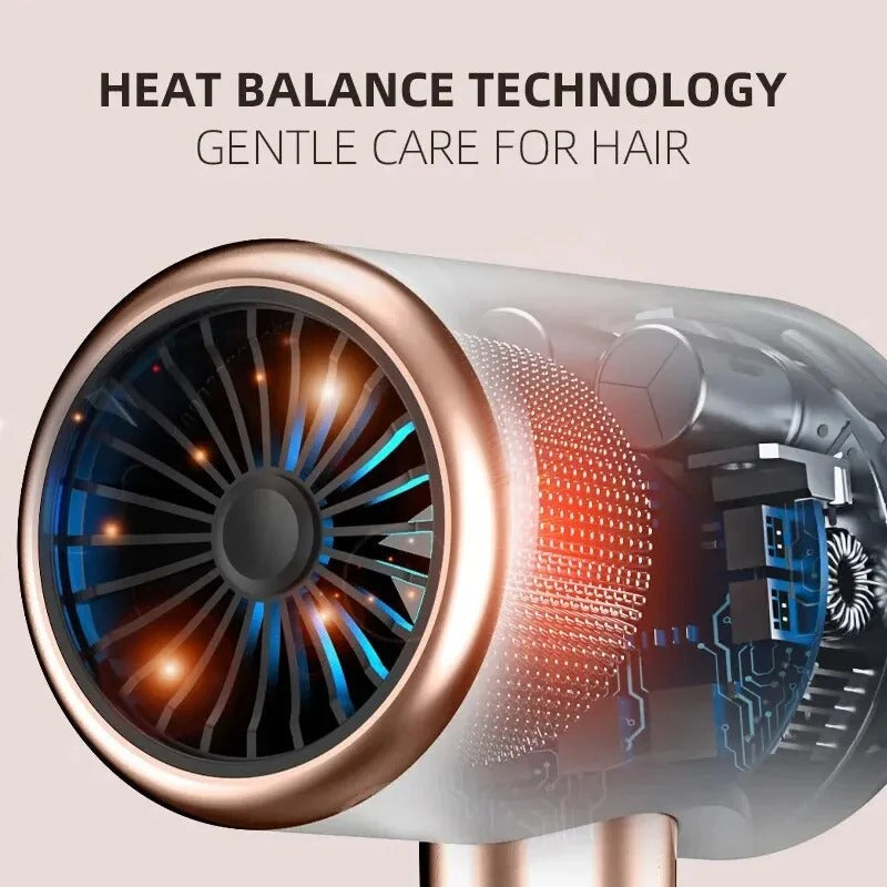 Hårtørrer på 2400W med ion-teknologi, ergonomisk design, sort/hvid, effektivt kruskontrol for glansfuldt hår.