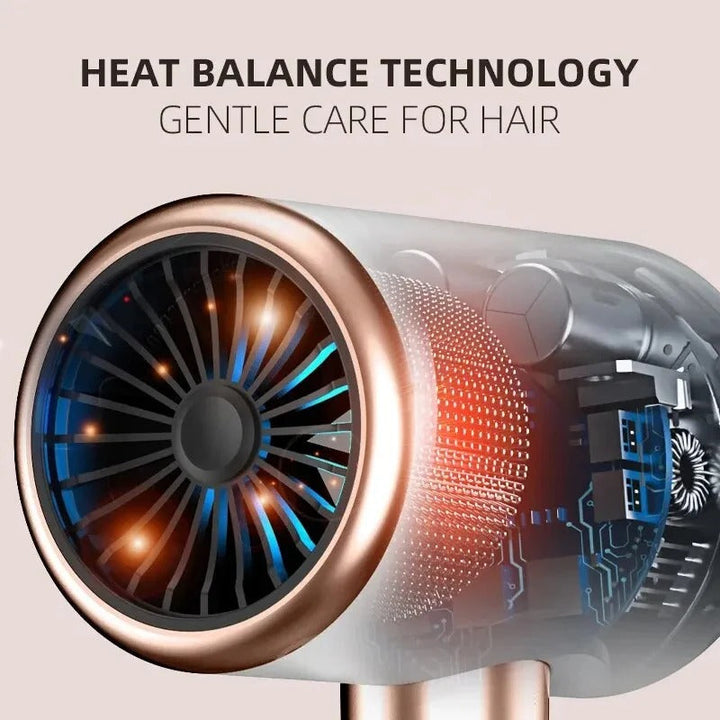 Hårtørrer på 2400W med ion-teknologi, ergonomisk design, sort/hvid, effektivt kruskontrol for glansfuldt hår.