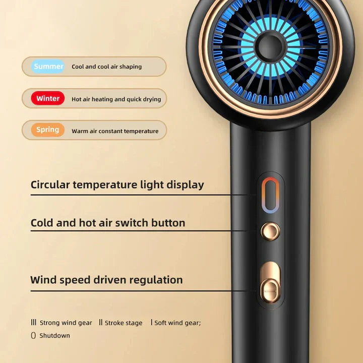Hårtørrer på 2400W med ion-teknologi, ergonomisk design, sort/hvid, effektivt kruskontrol for glansfuldt hår.