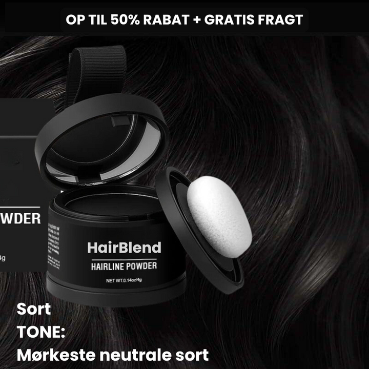 HairBlend Hårpudder: Øjeblikkelig fyldighed og dækning af udgroning og grå hår. Vegansk hårpleje for alle.
