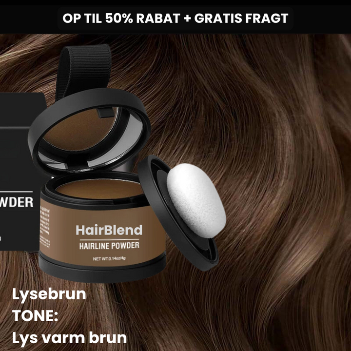HairBlend Hårpudder til hurtig dækning af grå hår og udgroning. Skaber fyldigt hår og giver et naturligt look.