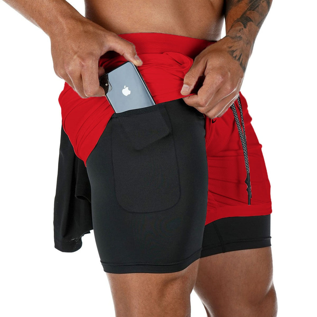 Herre sportsshorts med sikker mobillomme til løb og træning. Disse 2-i-1 shorts er ideelle til aktiv beklædning.