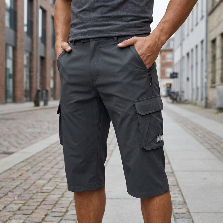 Komfortable og slidstærke herre cargo shorts, velegnede til både udendørs aktiviteter og afslappet hverdagsbrug.
