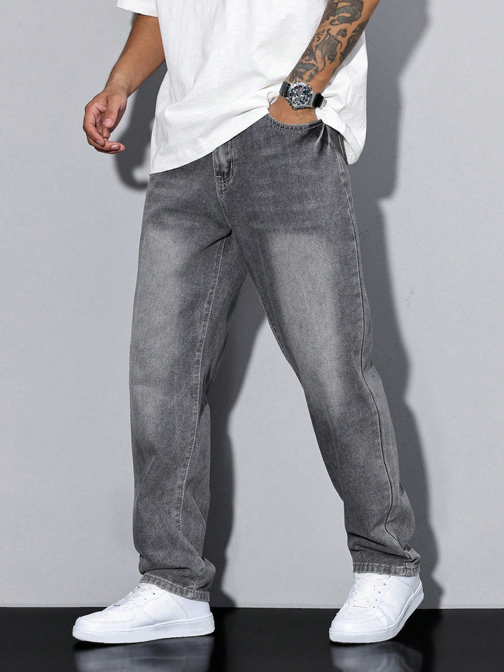 Herre casual jeans i blå, komfortable og ensfarvede, perfekt til hverdag.